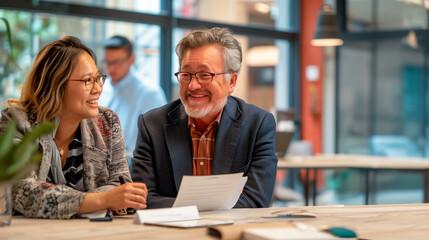 Non-profit leaders negotiating funding with donors in an office. Business negotiations between business professionals in their field