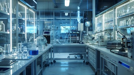 Fototapeta premium Modern Laboratory Interior with Equipment and Glassware.