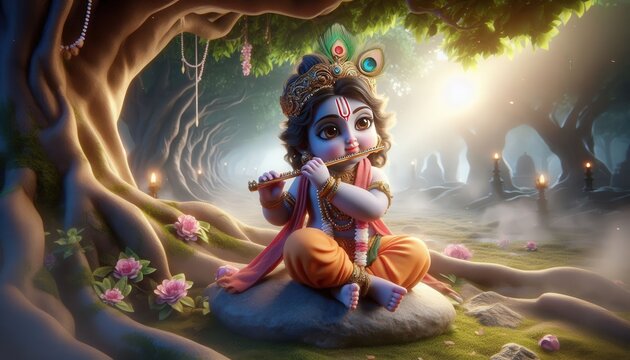 Shree Krishna for Janmashtami, Makhan Chor, Bal Krishna, Cute	