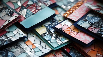 Abstract composition of overlapping colorful sheets.