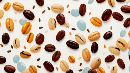 Beans Grains with Water Splashes, Abstract Image, Texture, Pattern Background, Wallpaper, Cover and Screen of Smartphone, Cell Phone, Computer, Laptop, 9:16 and 16:9 Format