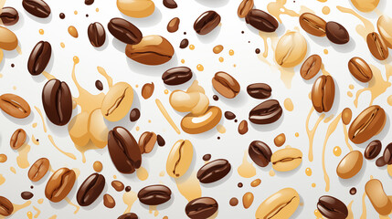 Fototapeta premium Beans Grains with Water Splashes, Abstract Image, Texture, Pattern Background, Wallpaper, Cover and Screen of Smartphone, Cell Phone, Computer, Laptop, 9:16 and 16:9 Format