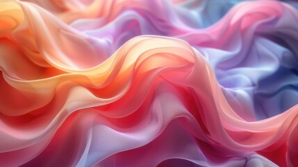 Obraz premium Abstract colorful silk fabric with vibrant shades and soft textures, capturing a dreamy and flowing visual art pattern.