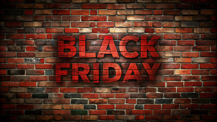 Fototapeta premium Black Friday Text on Colorful Brick Wall Backgrounds, Urban Style Marketing Concept