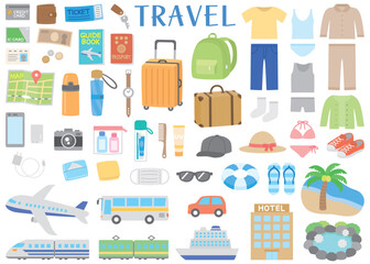 旅行と荷物にまつわるイラスト © またむらだいち