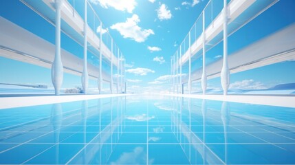 Obraz premium A volleyball court in a futuristic style