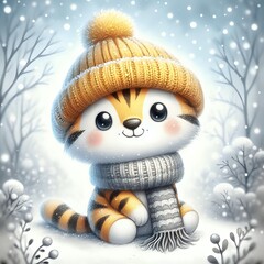 Winter Wonderland: A Cozy animal in Snowy Serenity