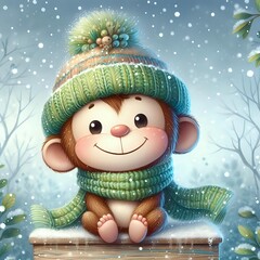 Winter Wonderland: A Cozy animal in Snowy Serenity