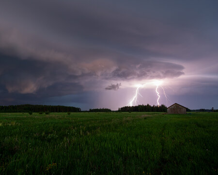 lightning over the field