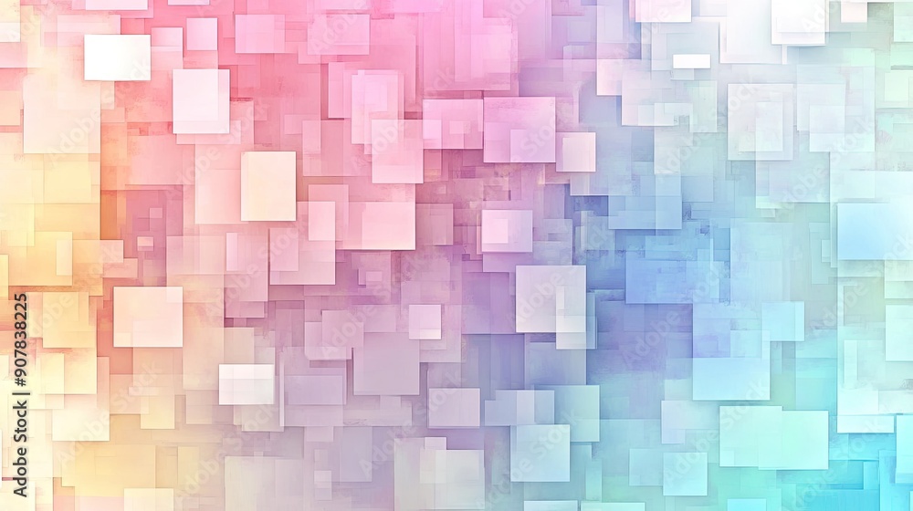 Poster pixelated squares in soft pastel colors, creating a visually engaging and modern abstract background