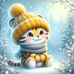 Winter Wonderland: A Cozy animal in Snowy Serenity