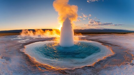 Geyser in a national park setting