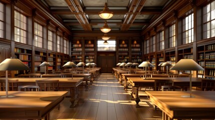 Library Reading Room with Sunlight.