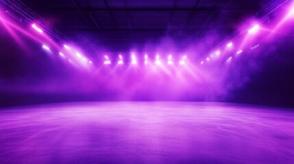 Professional Ice Rink Stadium with Purple Neon Lighting