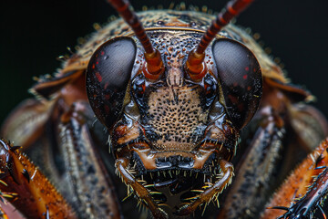 close up of cockroach over black