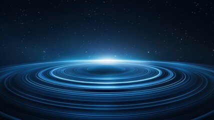 A serene cosmic landscape with radiant blue waves and stars, creating a mystical aura of tranquility and peace.