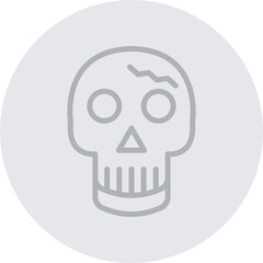 Skull Vector Line Grey Circle Grey