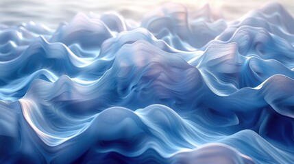 Obraz premium Abstract blue waves with light and shadows creating a dreamy landscape, resembling ocean waves flowing smoothly and gracefully.