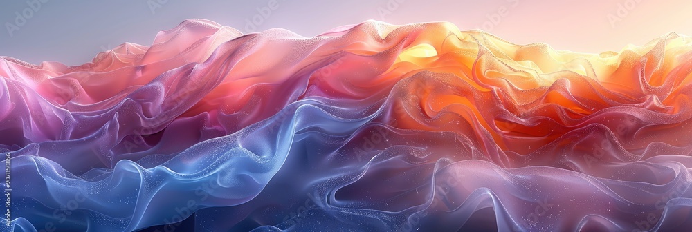 Poster abstract ethereal landscape with vibrant colors blending seamlessly, creating a dreamy and surreal v