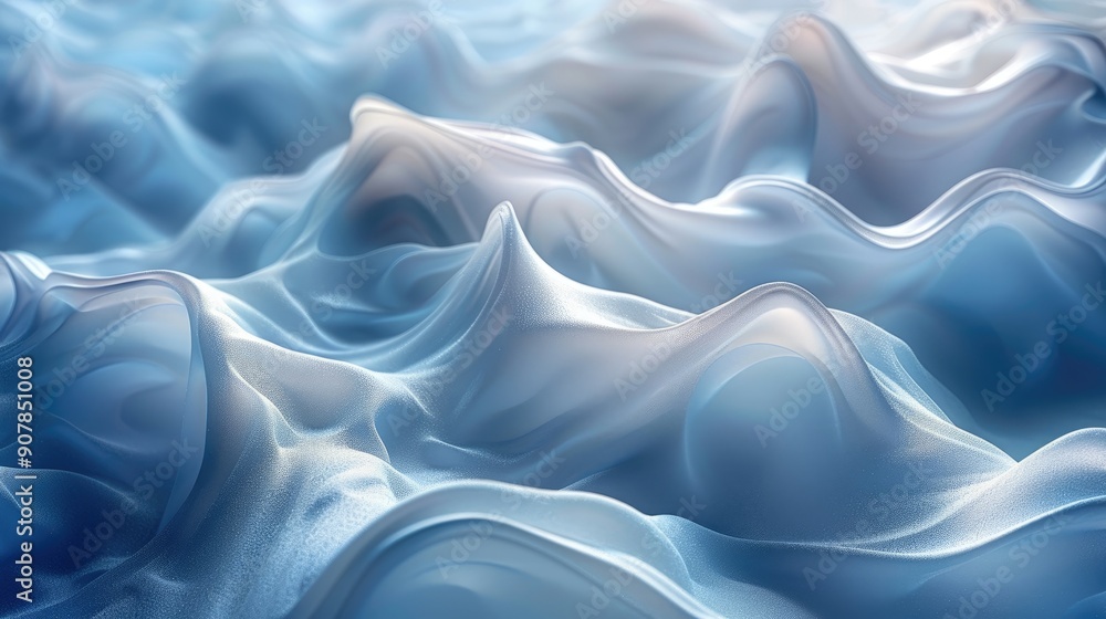 Poster abstract fluid waves in soothing blue tones create a calming and artistic background, perfect for de