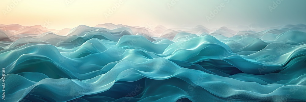 Poster abstract serene ocean waves in soft pastel colors create a tranquil and calming atmosphere, perfect 