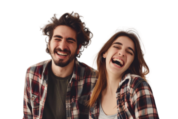 Two close friends posing with big smiles Isolated on white background