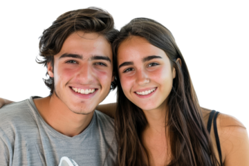 Two cheerful friends taking a selfie Isolated on white background