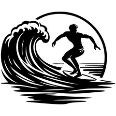 Man Surfing Silhouette.