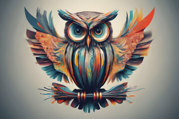 Abstract Owl with Vibrant Colors,Generative AI