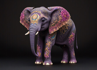 Obraz premium An illustration of a baby elephant standing against a black background