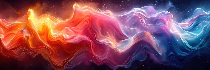 Fototapeta premium Colorful abstract wave of blended vibrant hues, representing energy and motion in a striking visual composition.