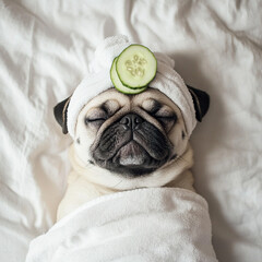 pug at the spa