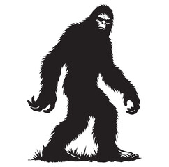 Bigfoot silhouette vector art.