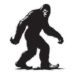 Bigfoot silhouette vector art.
