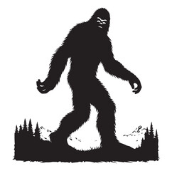 Fototapeta premium Bigfoot silhouette vector art.