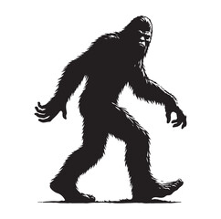 Bigfoot silhouette vector art.