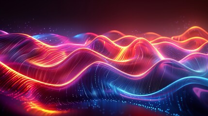 Colorful abstract waveforms with neon lights and glowing effects, perfect for technology and futuristic themes.