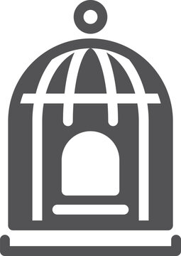 recommend clip art: Bird cage icon. Flying pet house symbol