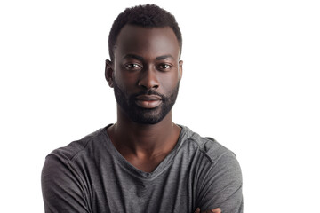 Obraz premium Professional black man in casual clothing, looking at camera, isolated on white background
