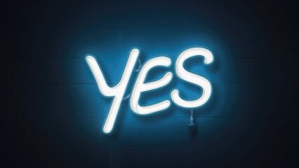 A neon sign that says Yes in red and blue letters 