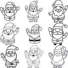 Obraz premium Santa Claus Pointing Christmas Silhouette Illustrations for Festive Designs