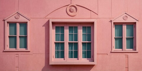 Obraz premium vintage pink theme house with square windows for banne background