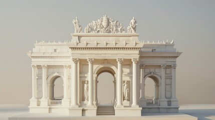 Obraz premium Generate a photo realistic image of a maquette illustrating a historical landmark or monument with architectural details and historical significance; ensure the image is of high resolution