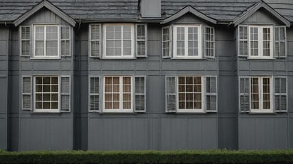Obraz premium vintage grey theme house with square windows for backg background