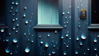 window Water drops in the door,,door, wood, wooden, entrance, house, home, architecture, doorway, 