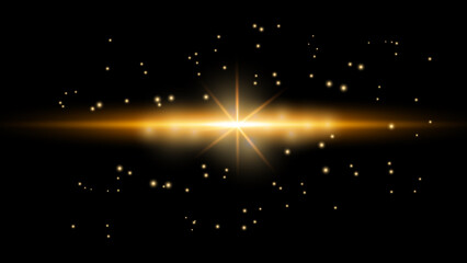 Obraz premium Deep space scene background in stippling style with amazing huge nebula and glowing stars cluster in universe. Vector illustration Golden luxury glitter background confetti for celebration.