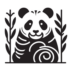 Minimal panda silhouette vector icon on a white background.