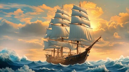 sailing ship in the middle of the sea