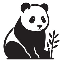 Minimal panda silhouette vector icon on a white background.