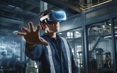 Man Using Virtual Reality Interface for High-Tech Project